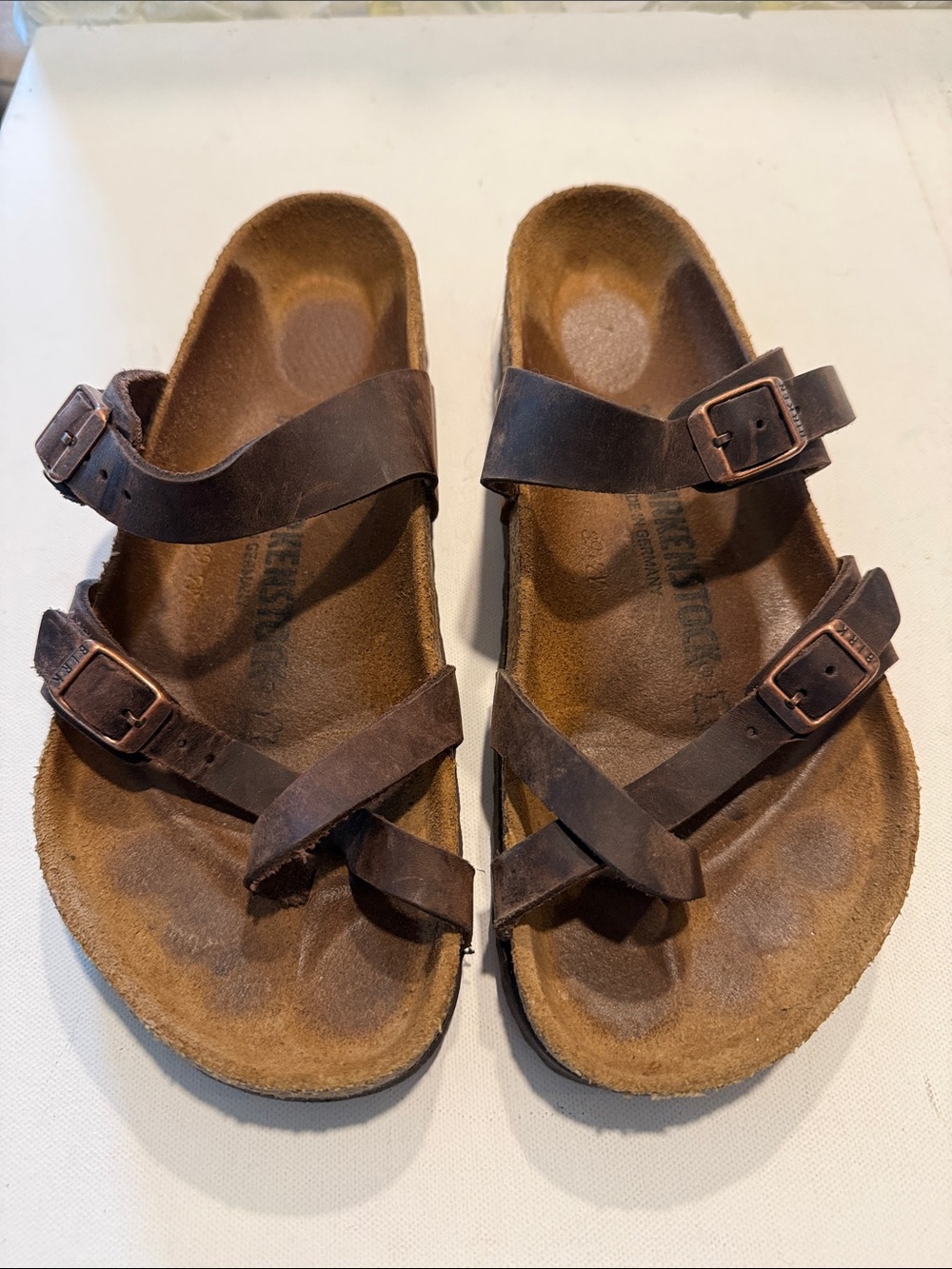 Birkenstock Brown Two-Buckle Cross-Strap Sandals